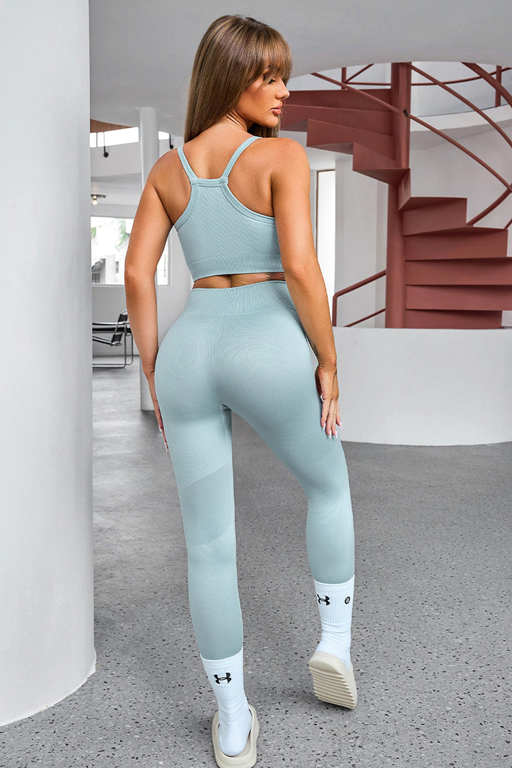 New Solid Color Sleeveless Sports Suit Women Leggings - enhanced image 11