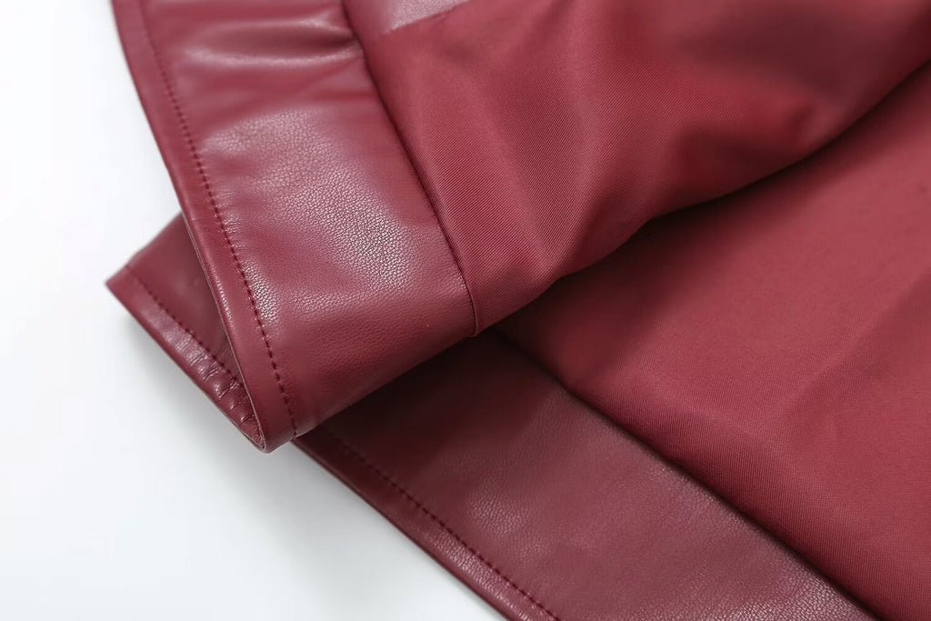 Retro Fashion Polo Collar Advanced PU Leather Jacket Coat - enhanced image 11