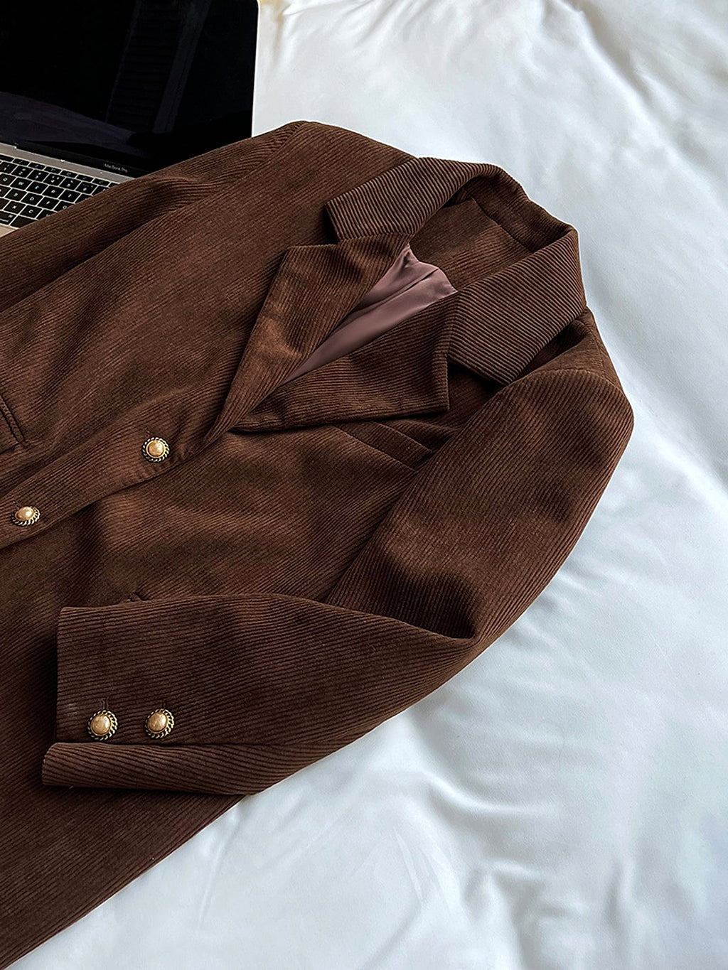 Retro Heavy Industry Metal Buckle Corduroy Suit Jacket - enhanced image 11