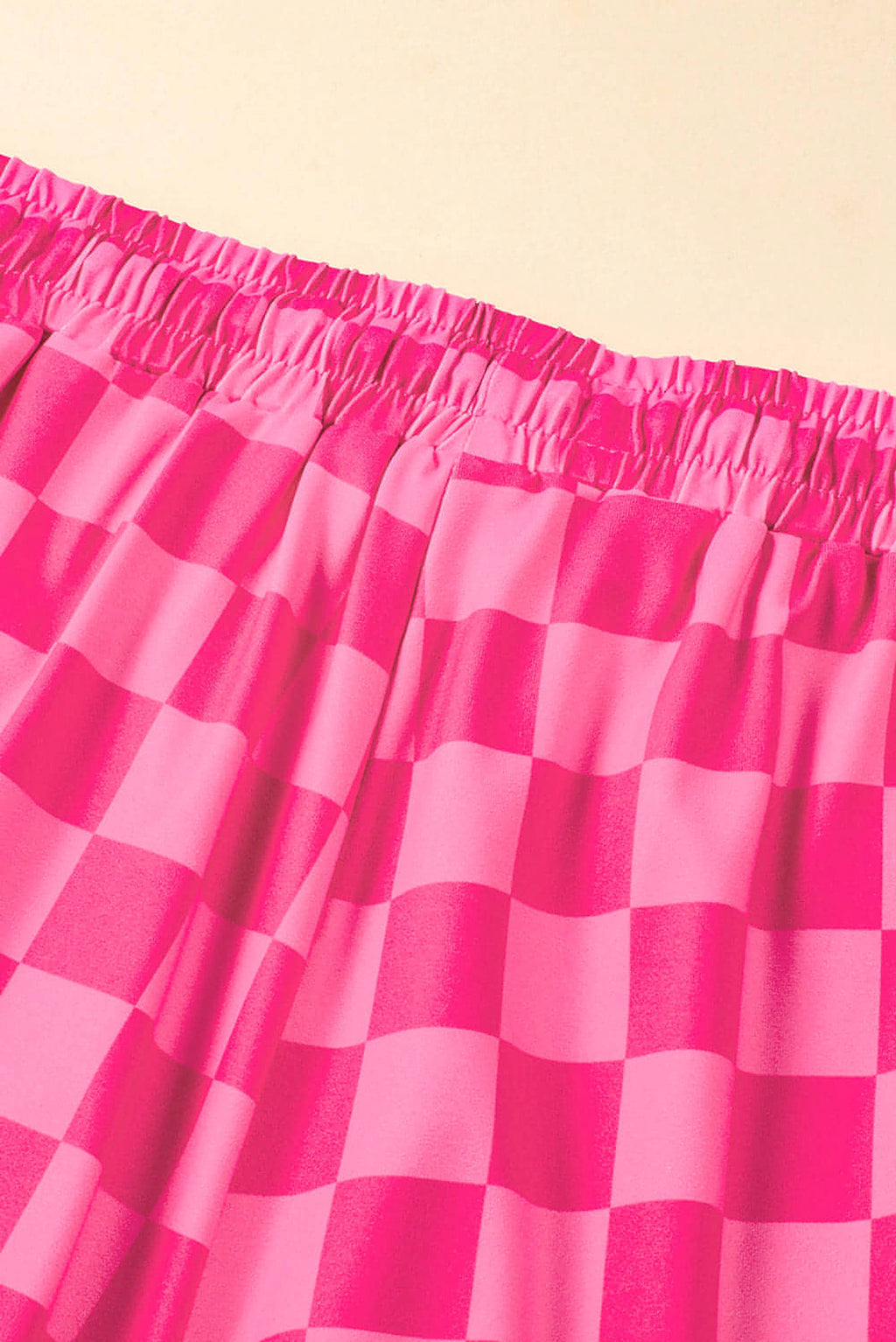 Rose Checkered Drawstring Elastic Waist Casual Shorts - enhanced image 11