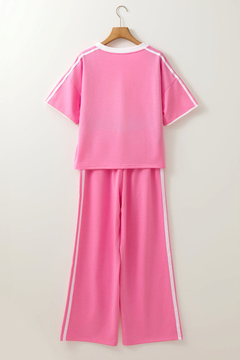 Sachet Pink Varsity Stripe Detail Casual Tee and Pants Leisure 2pcs Set - enhanced image 11
