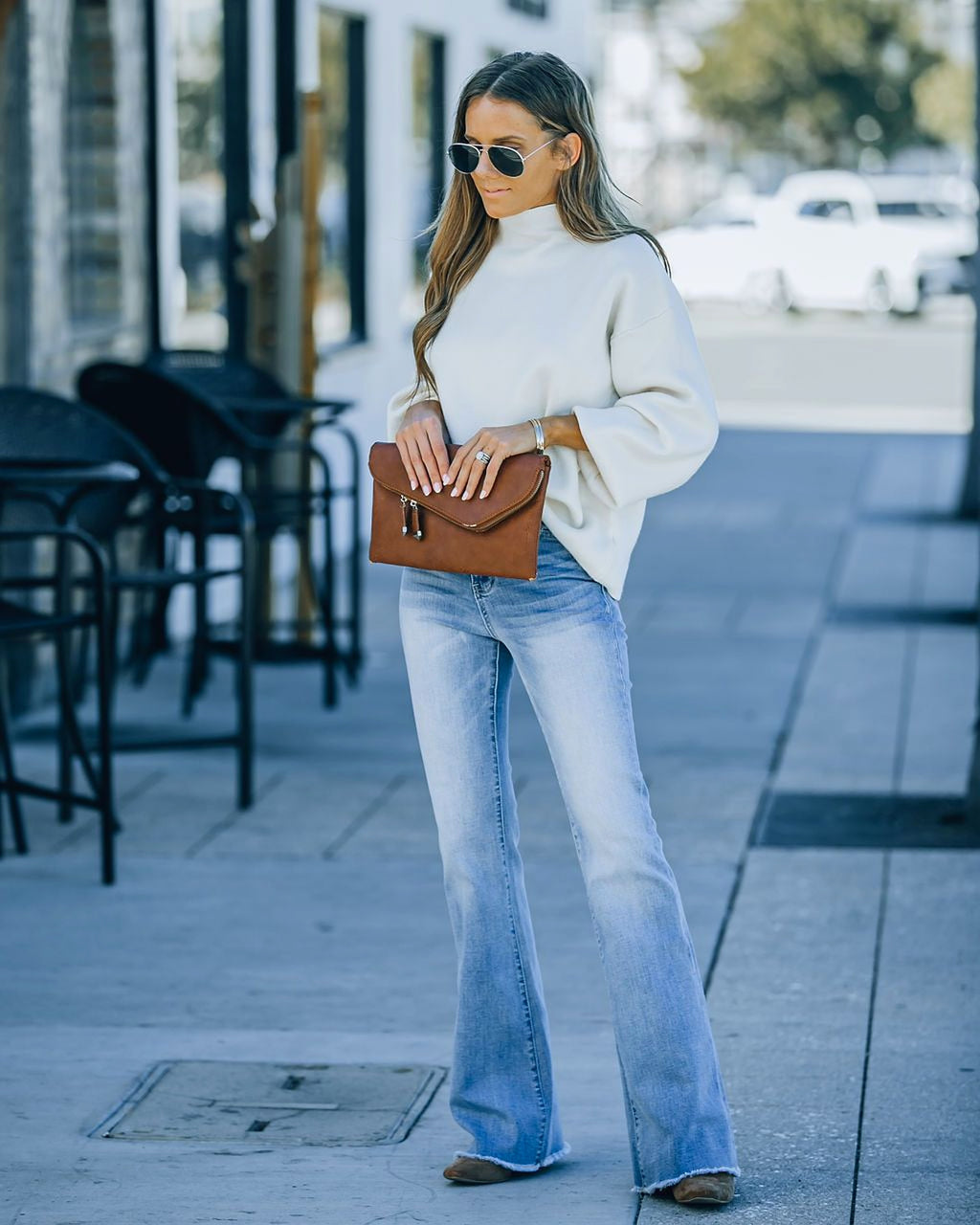 Simple Slim-fit Washed Denim Trousers With Pockets For Women - enhanced image 11