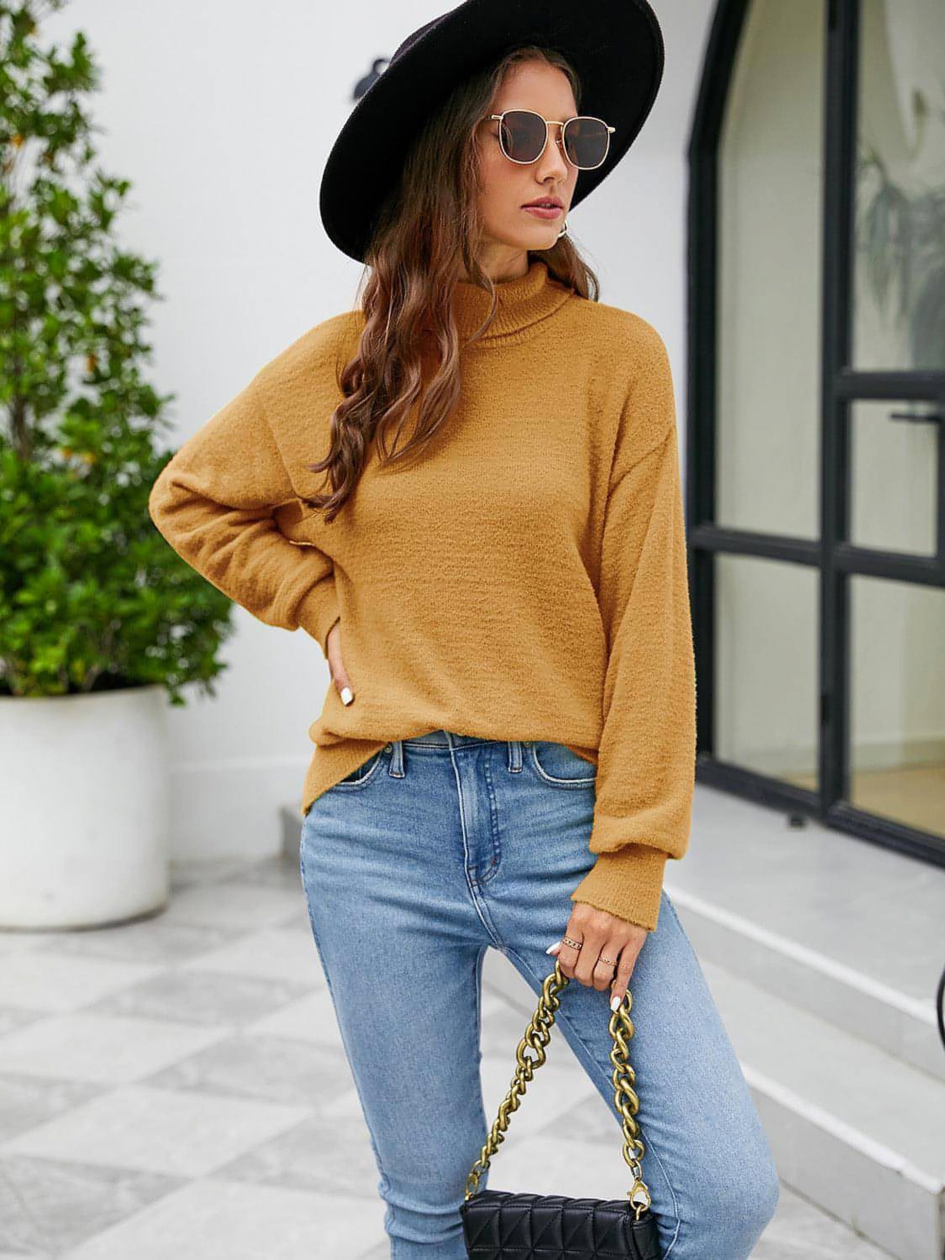 Turtleneck Dropped Shoulder Sweater - enhanced image 11