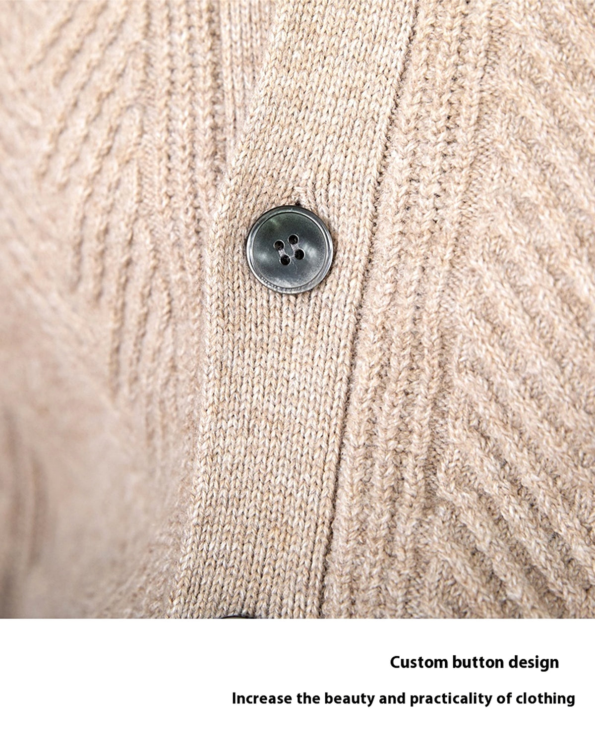 V-neck Solid Color Jacquard Knitted Cardigan Sweater Coat - enhanced image 11