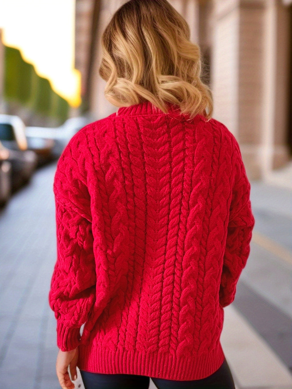 Vintage Vertical Stripes Twist Round Neck Long Sleeve Knitted Pullover Thick Needle Sweater For Women