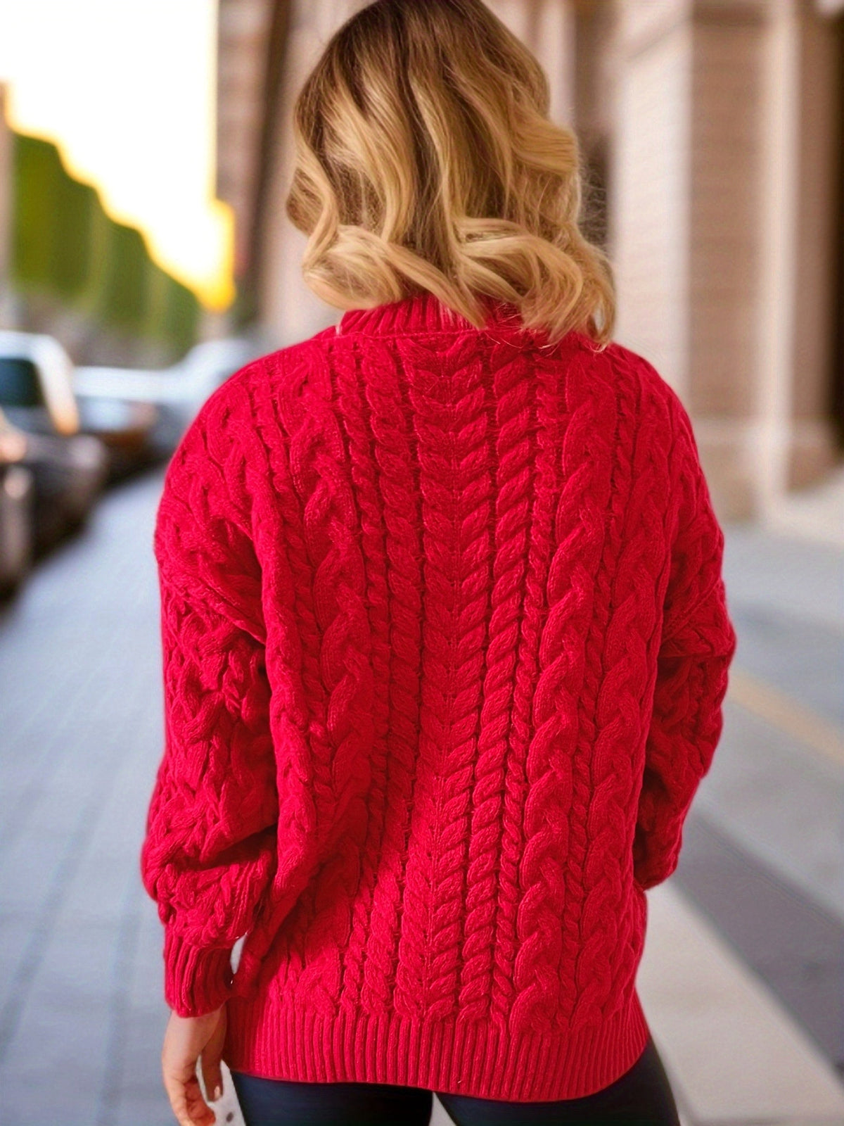Vintage Vertical Stripes Twist Round Neck Long Sleeve Knitted Pullover Thick Needle Sweater For Women