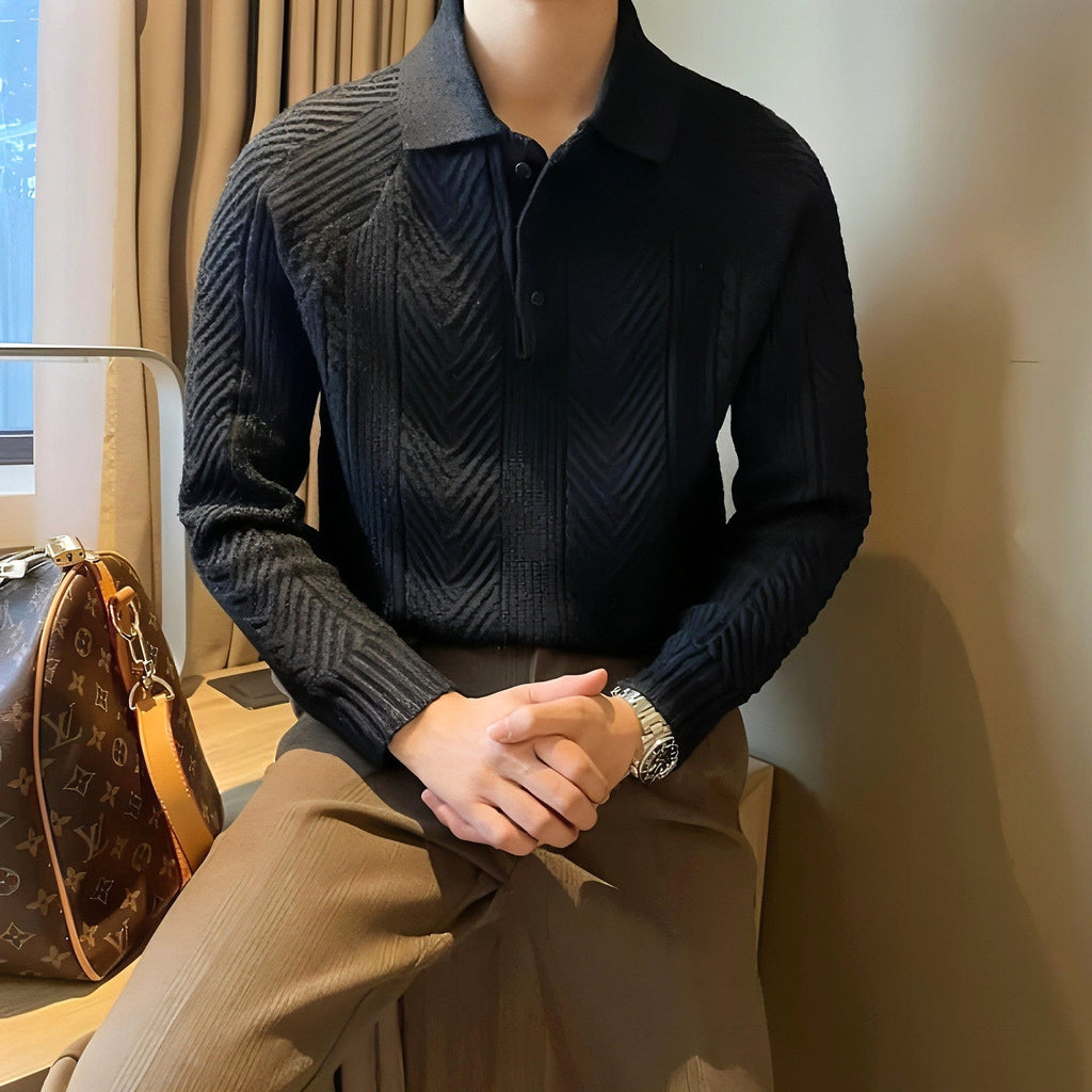 Winter Thermal Base Pullover Men's Sweater Casual Polo Collar Polo Shirt - enhanced image 11