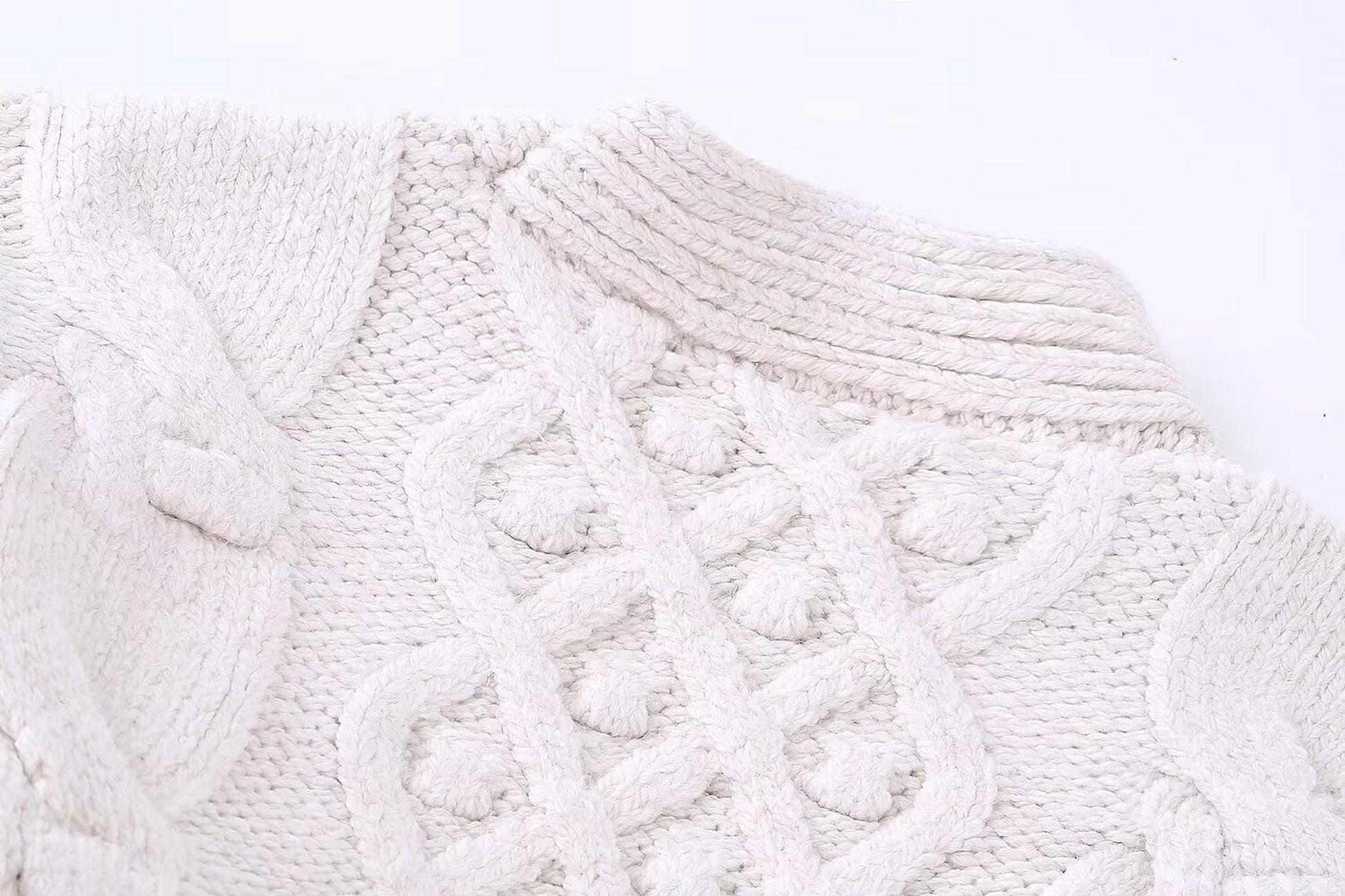 Women's White Knitted Cardigan Sweater Coat - enhanced image 11