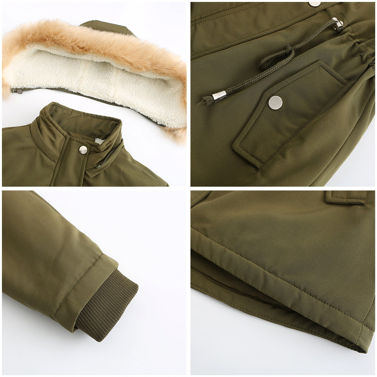 Women's Winter Coat with Detachable Hood – Warm Fleece-Lined Jacket - enhanced image 11