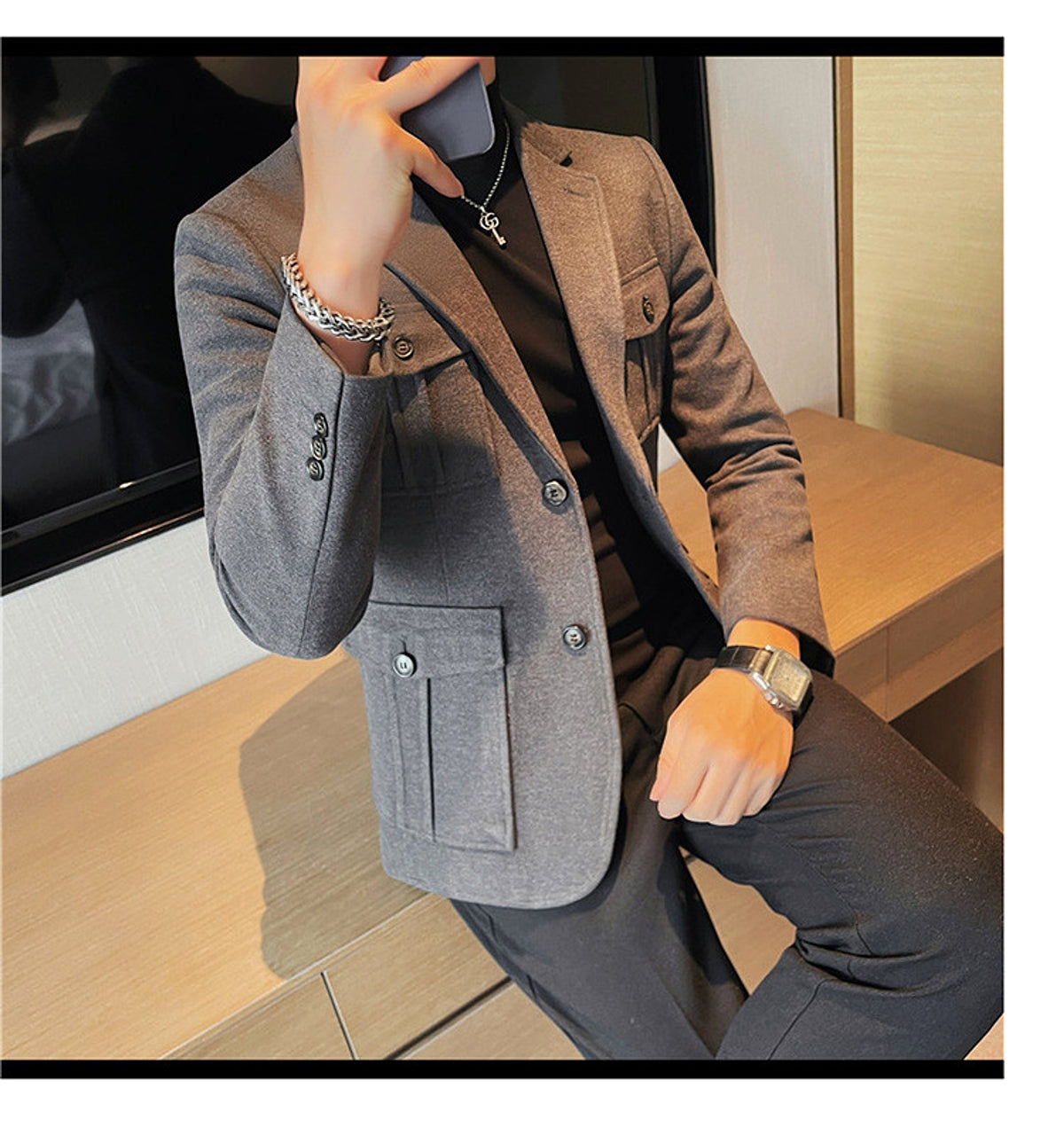 Woolen Suit Men's Single-breasted Suit Jacket - enhanced image 11
