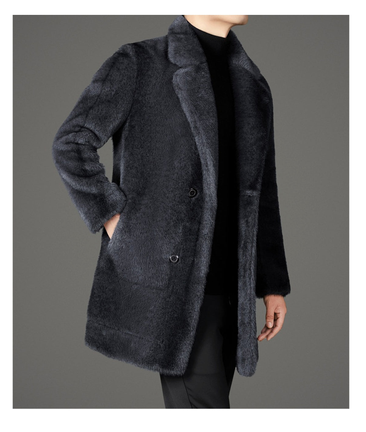 Xuelan Mink Fur Warm Coat On Both Sides Jacket Ment - enhanced image 11