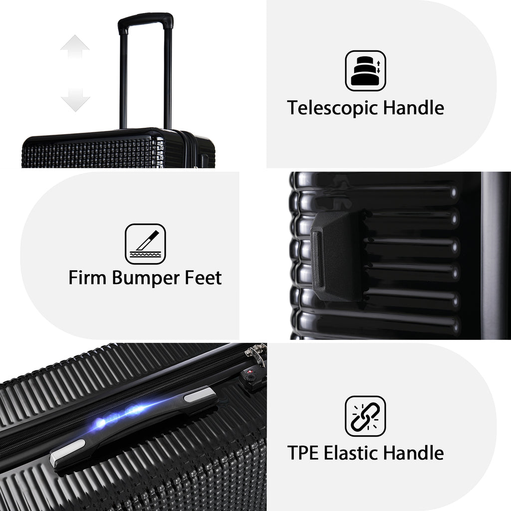 3 Piece Set Of Hard Shell Suitcases With Wheels, Light Expandable Travel Suitcase With TSA Lock - enhanced image 12