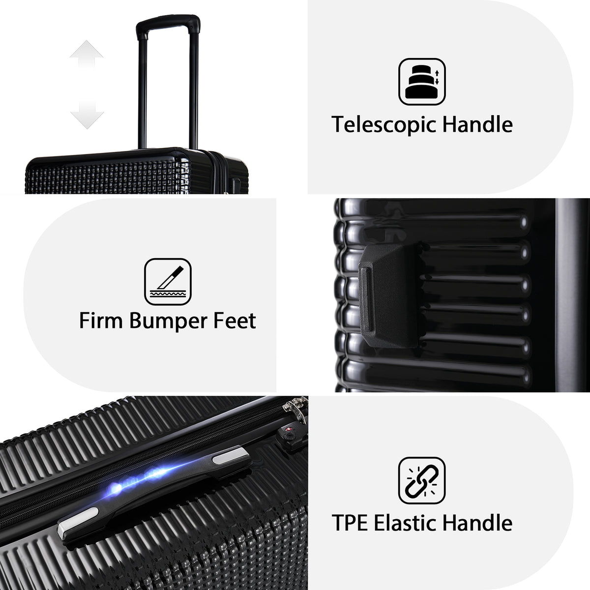 3 Piece Set Of Hard Shell Suitcases With Wheels, Light Expandable Travel Suitcase With TSA Lock - enhanced image 12