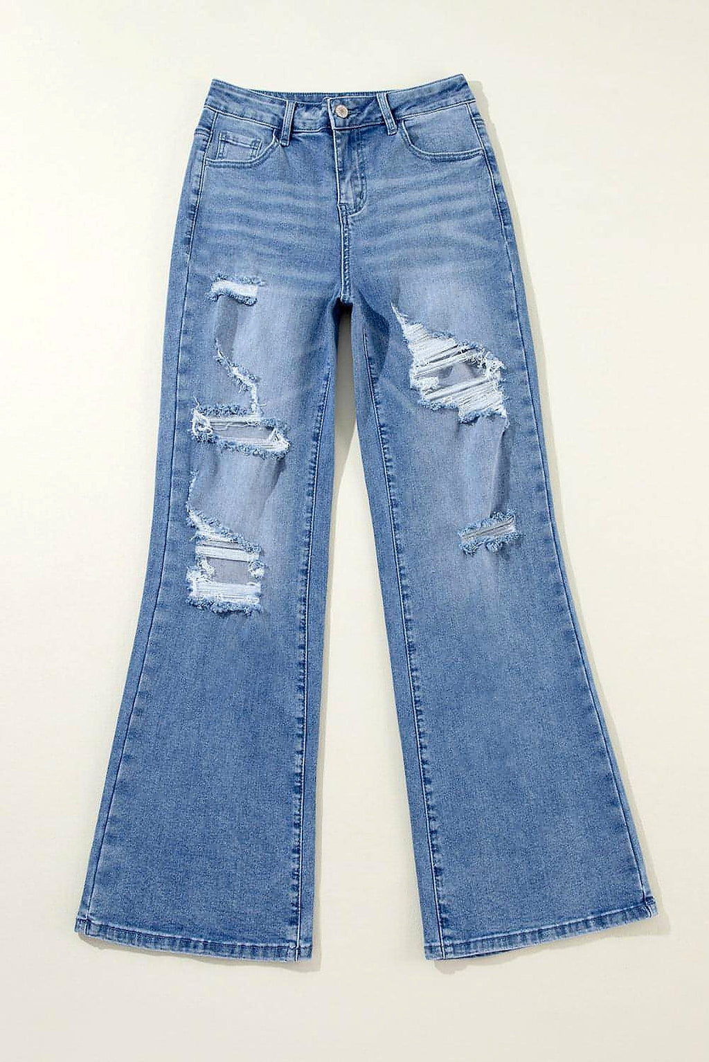 Ashleigh Blue Acid Wash Distressed Wide Leg High Waist Jeans - enhanced image 12