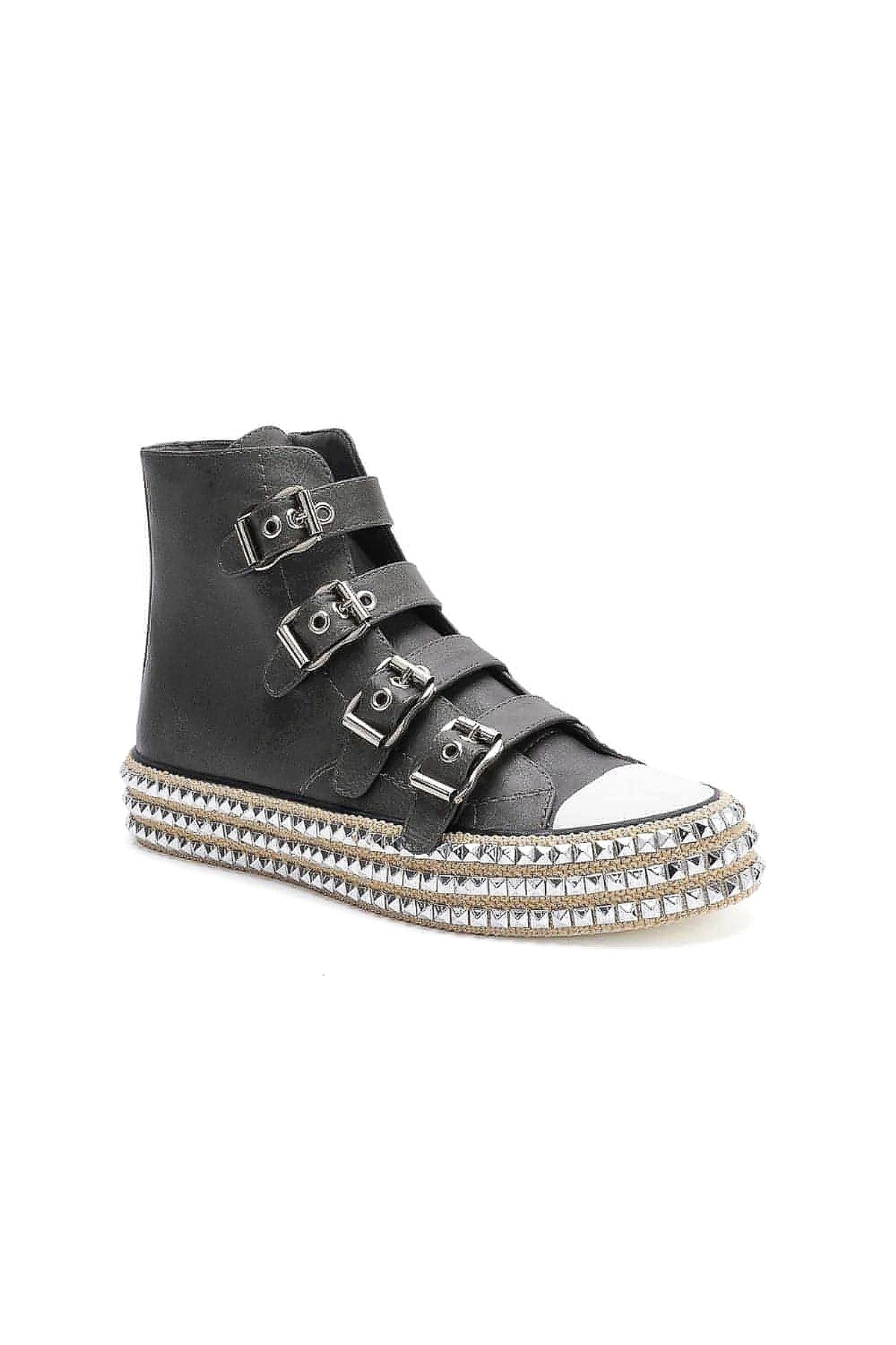 Beast Fashion Multi-Buckle Straps Studded Platform Sneakers - enhanced image 12