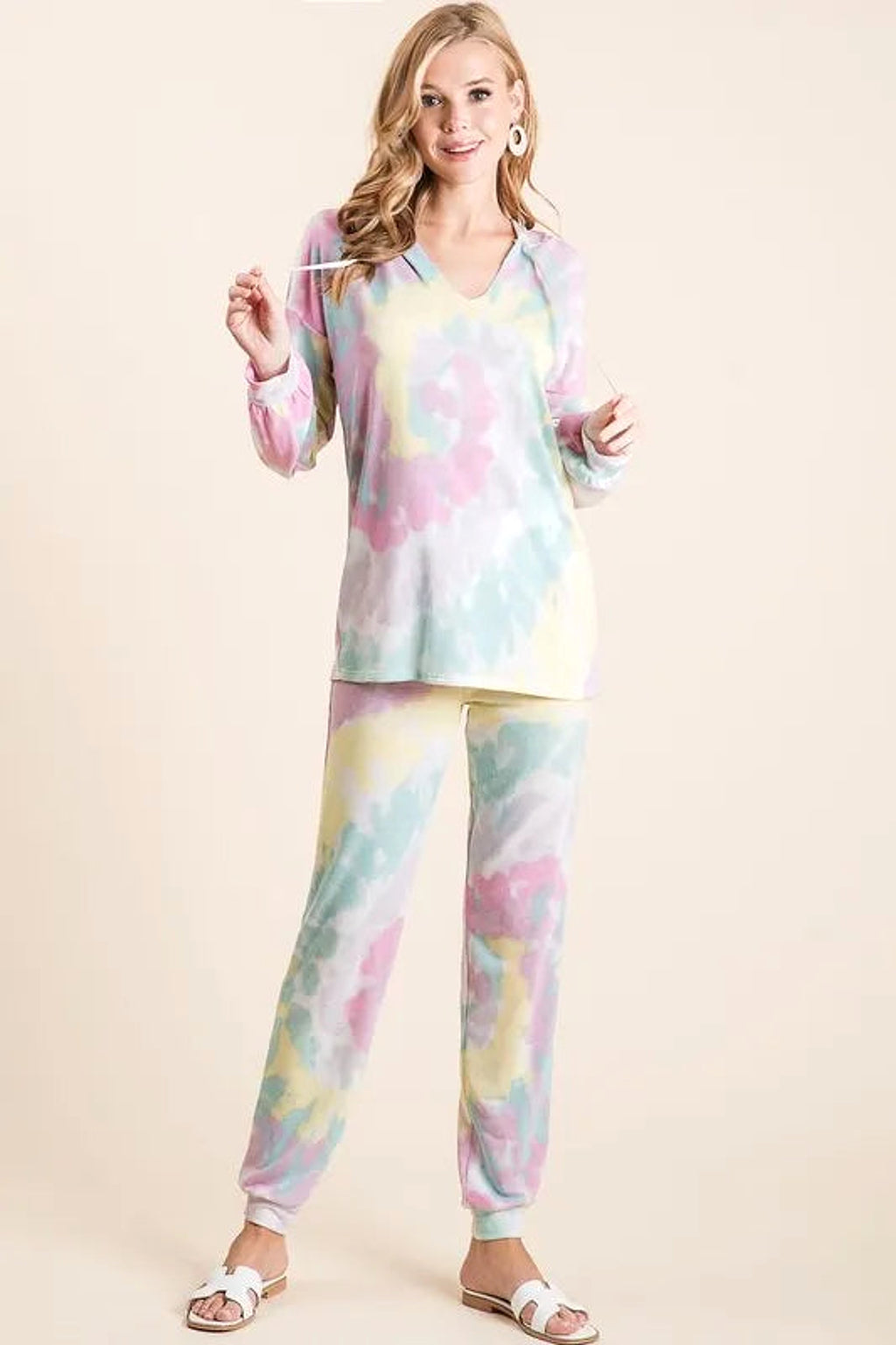 BiBi Tie Dye French Terry Casual Pants - enhanced image 12