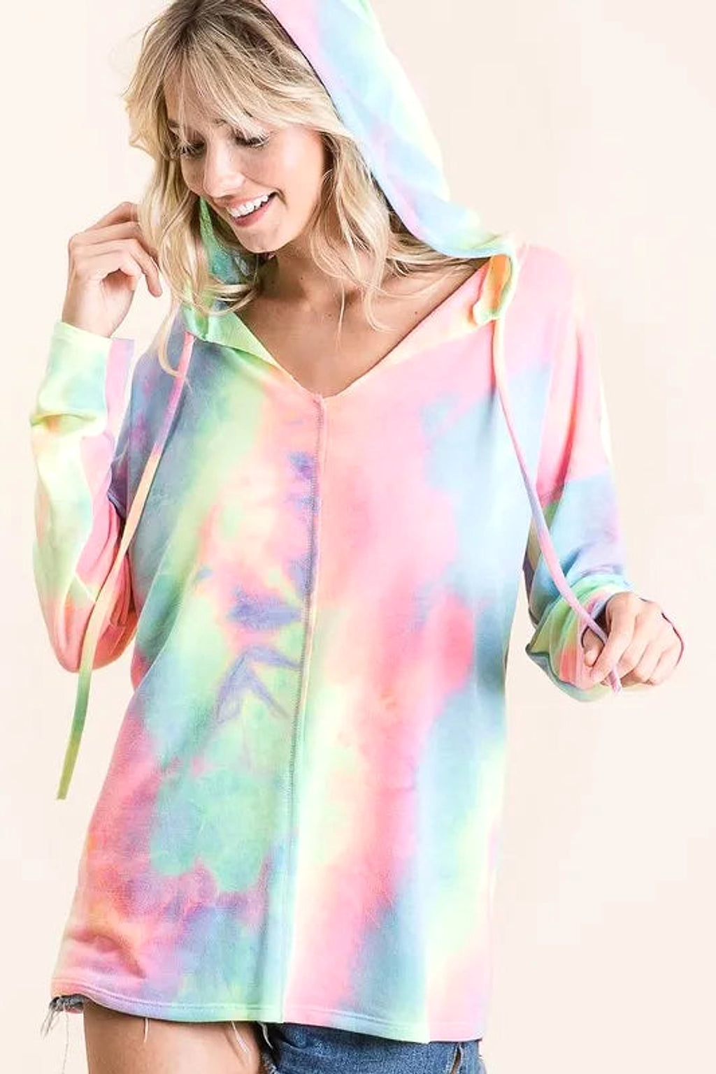 BiBi Tie Dye Terry Long Sleeve Hoodie - enhanced image 12