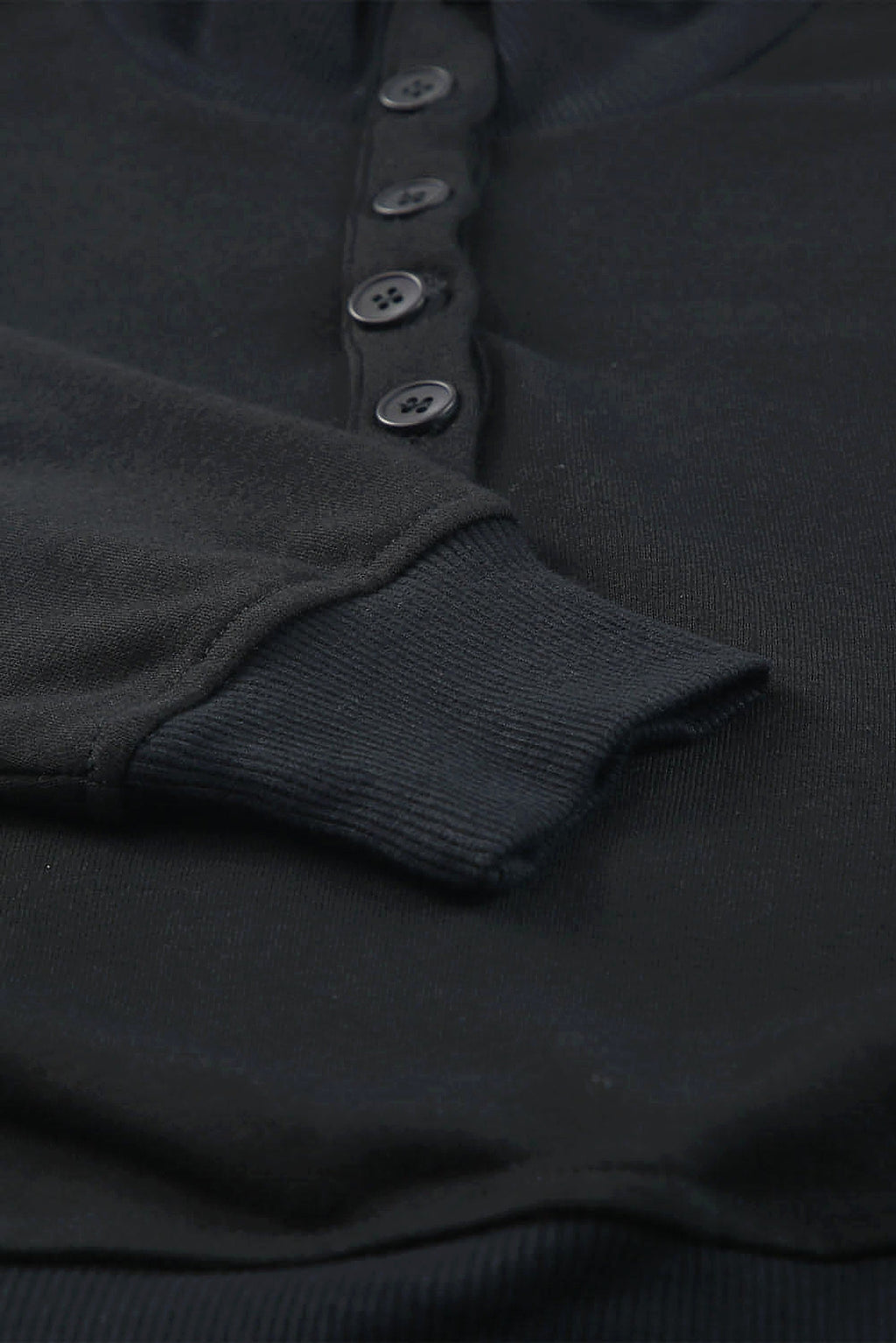 Black Casual High Neck Henley Top and Short Outfit - enhanced image 12