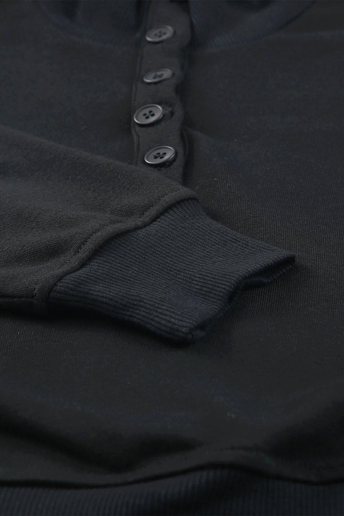 Black Casual High Neck Henley Top and Short Outfit - enhanced image 12