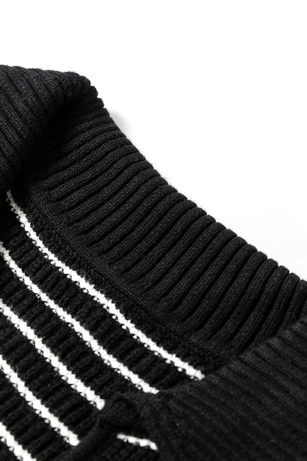 Black Stripe Turn-down V Neck Sweater Tank Top - enhanced image 12
