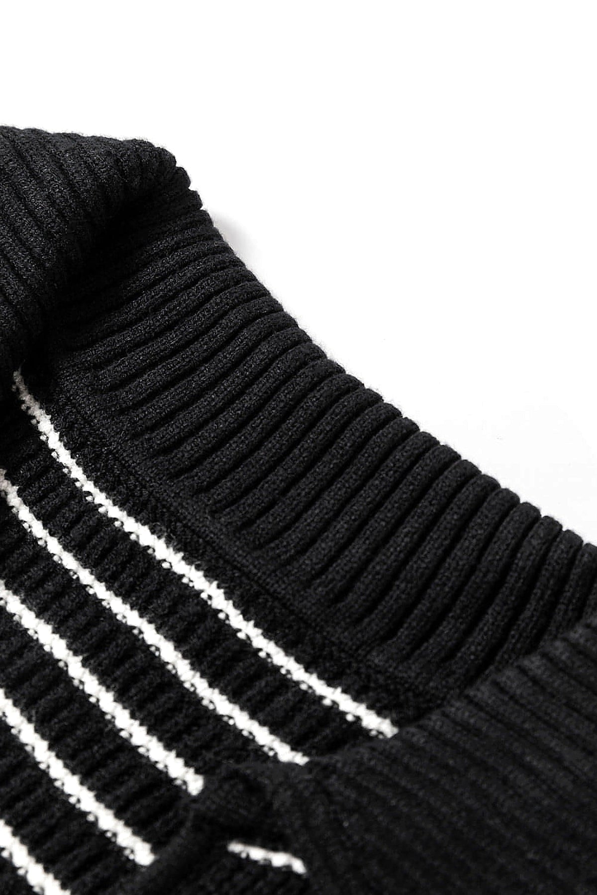Black Stripe Turn-down V Neck Sweater Tank Top - enhanced image 12