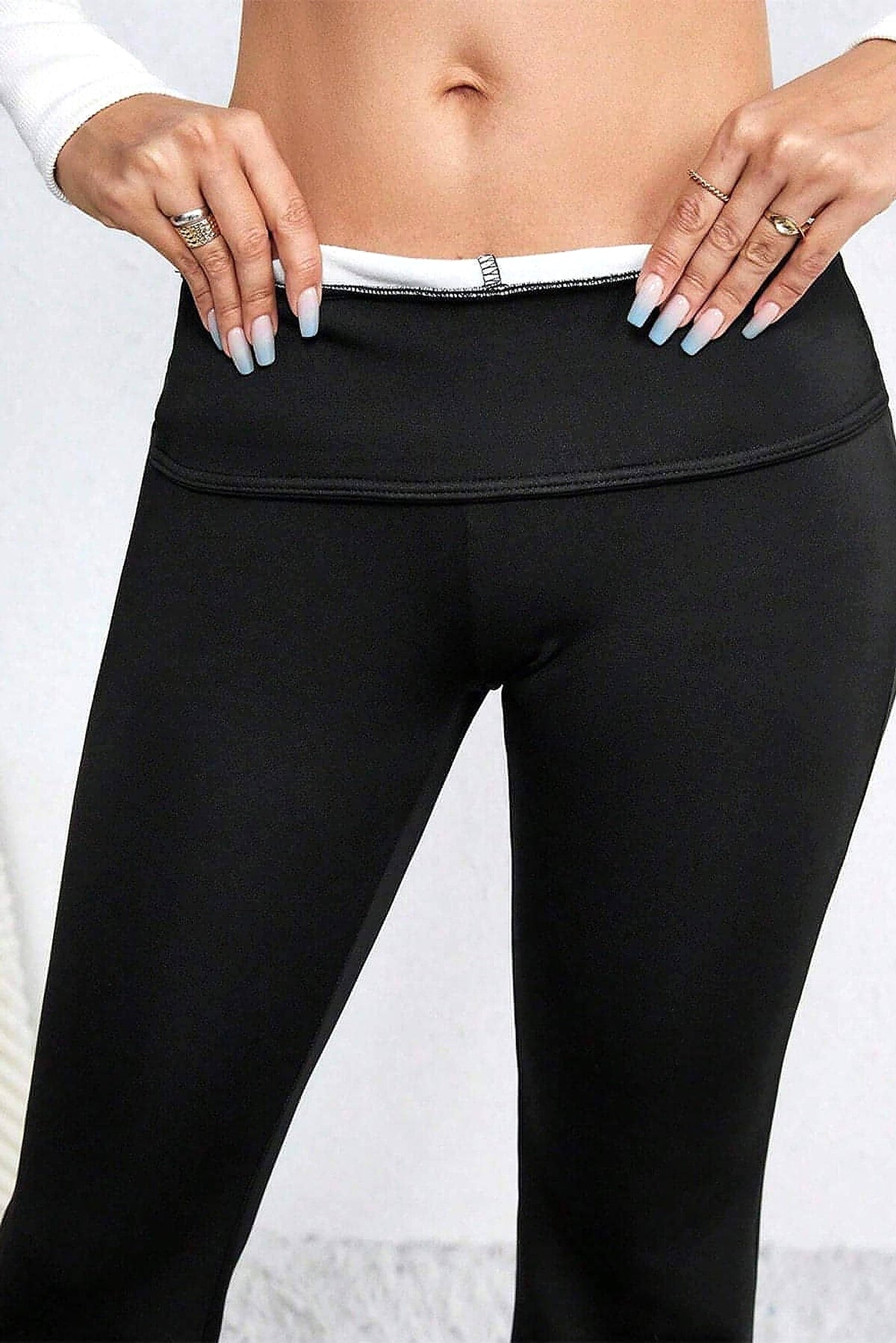 Black Thermal Lined Split Flare Leg Pants - enhanced image 12