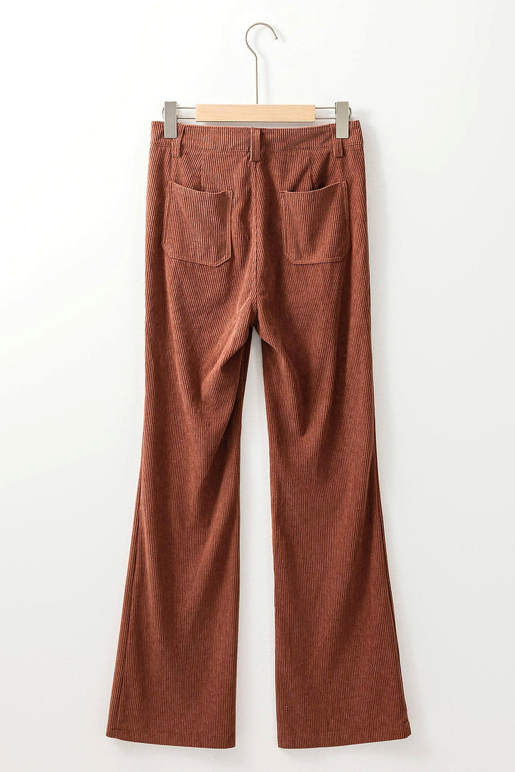 Brown High Waist Square Pockets Corduroy Pants - enhanced image 12