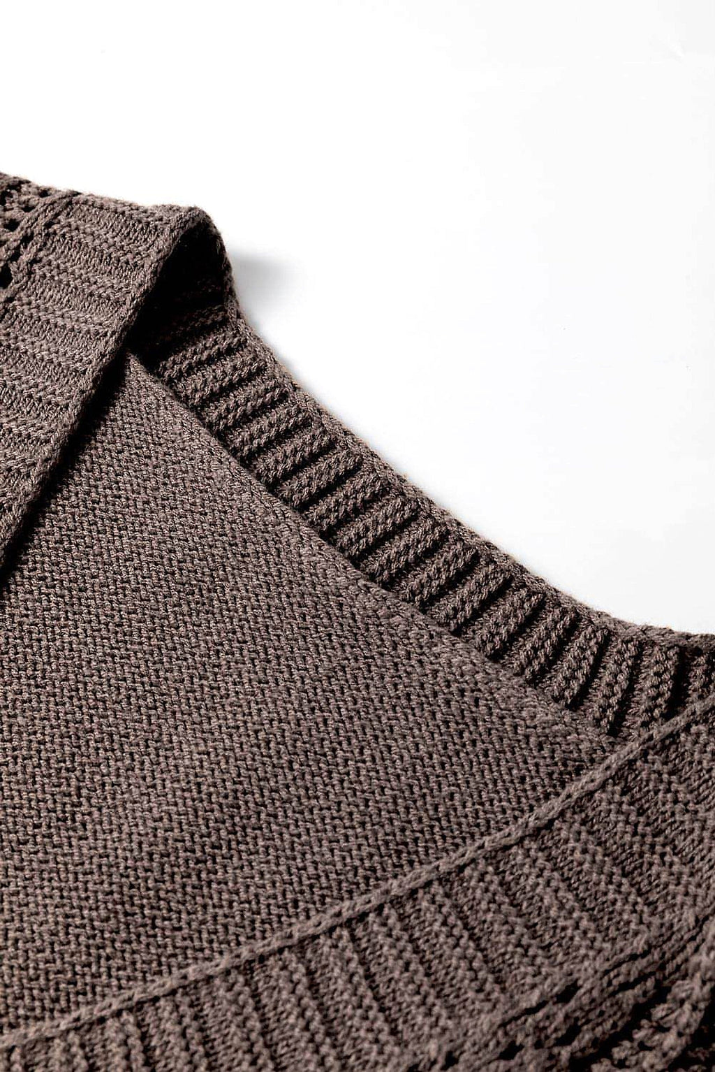 Dark Khaki Open Knit Drop Shoulder Sweater Cardigan - enhanced image 12