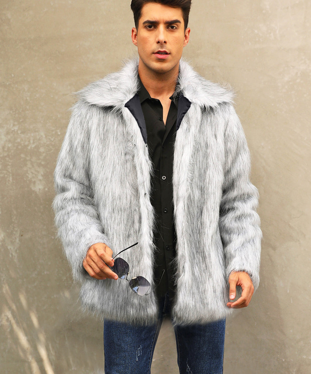Men's Lapel Short Faux Fur Jacket – Luxurious Warmth & Style - enhanced image 12