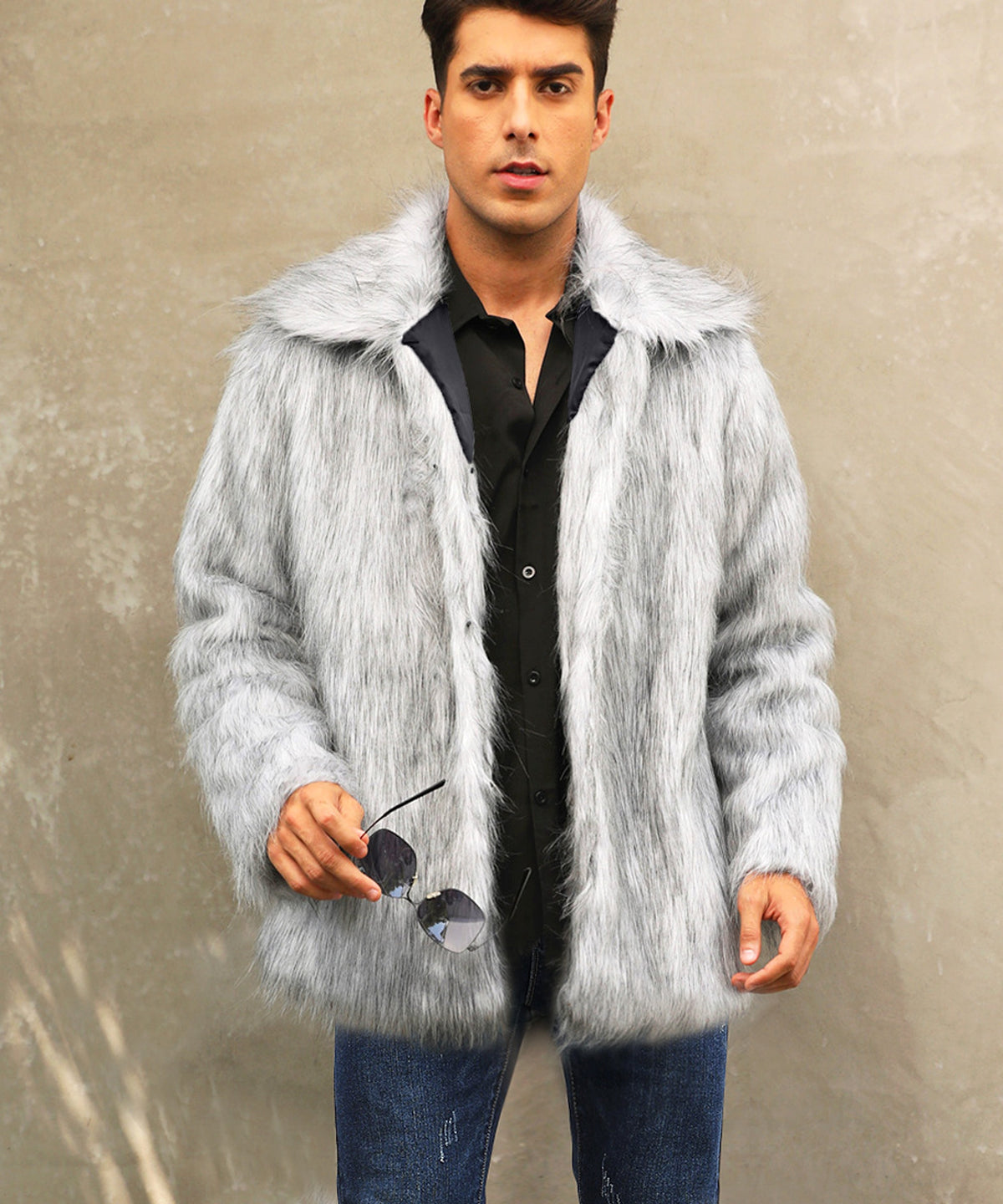 Men's Lapel Short Faux Fur Jacket – Luxurious Warmth & Style - enhanced image 12