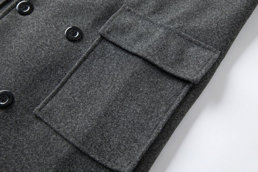 Fall Winter Men Double Breasted Mid-length Trench Coat - enhanced image 12
