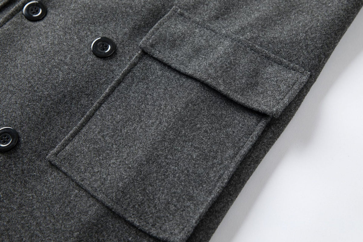 Fall Winter Men Double Breasted Mid-length Trench Coat - enhanced image 12