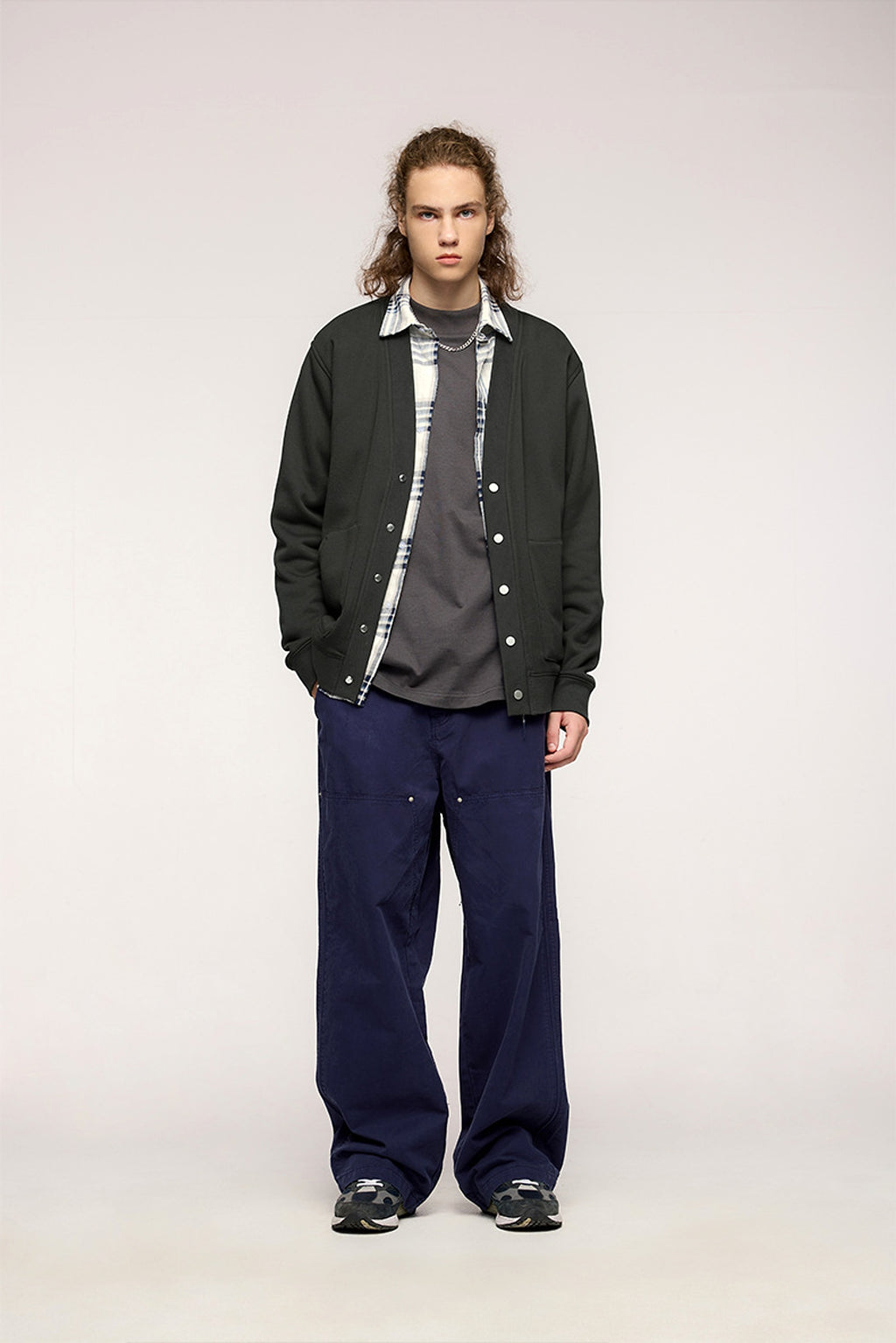 Flame Single-layer Fleece-lined Cardigan Coat Loose-fitting Casual Pullover - enhanced image 12