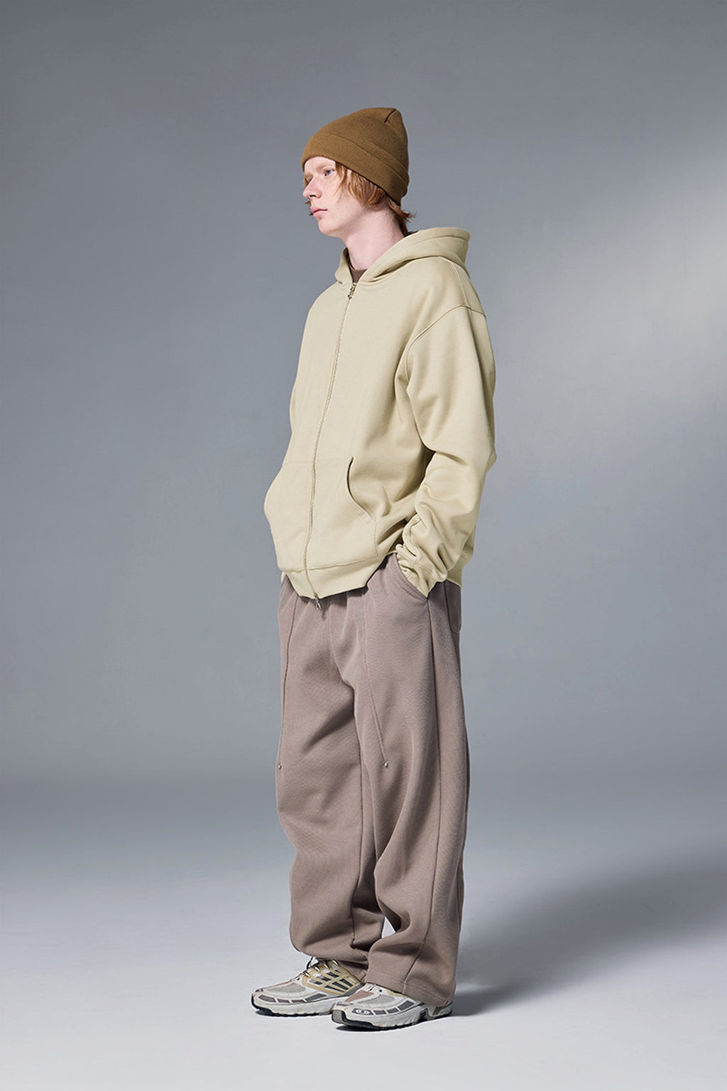 Flame Single-layer Fleece-lined Hooded Jacket Solid Color Double-headed Zipper Jacket - enhanced image 12