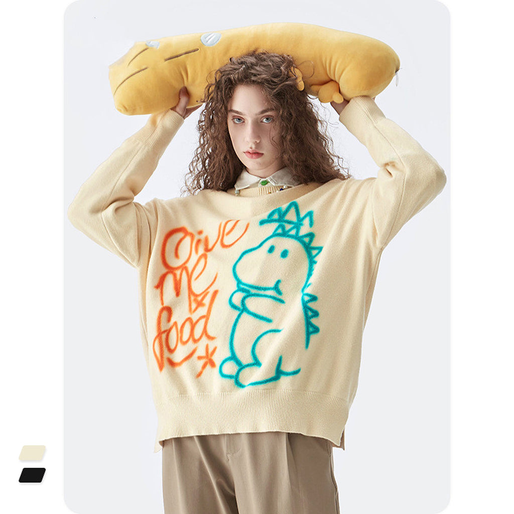 Graffiti Printed Loose Warm Sweater Women - enhanced image 12