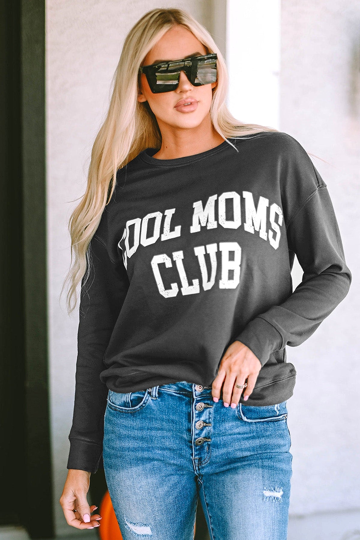 Gray COOL MOMS CLUB Drop Shoulder Sweatshirt - enhanced image 12