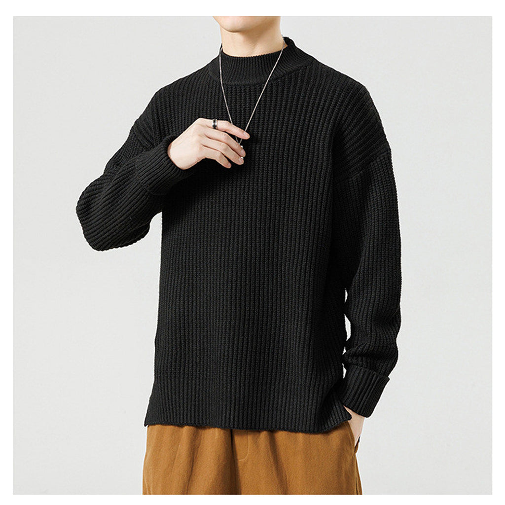 Half High Necked Sweater For Men's Casual Knitwear Outerwear - enhanced image 12