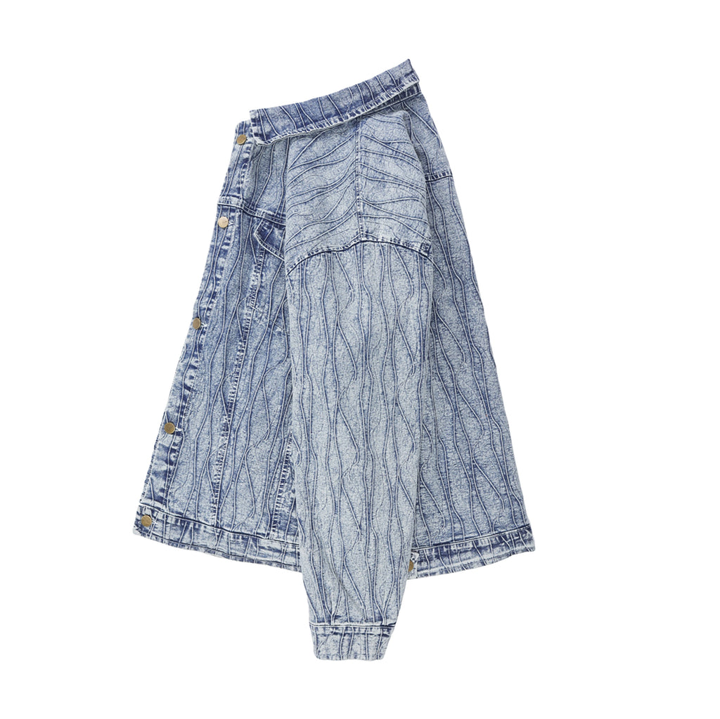 Jacquard Stone Washed Denim Jacket For Men And Women - enhanced image 12