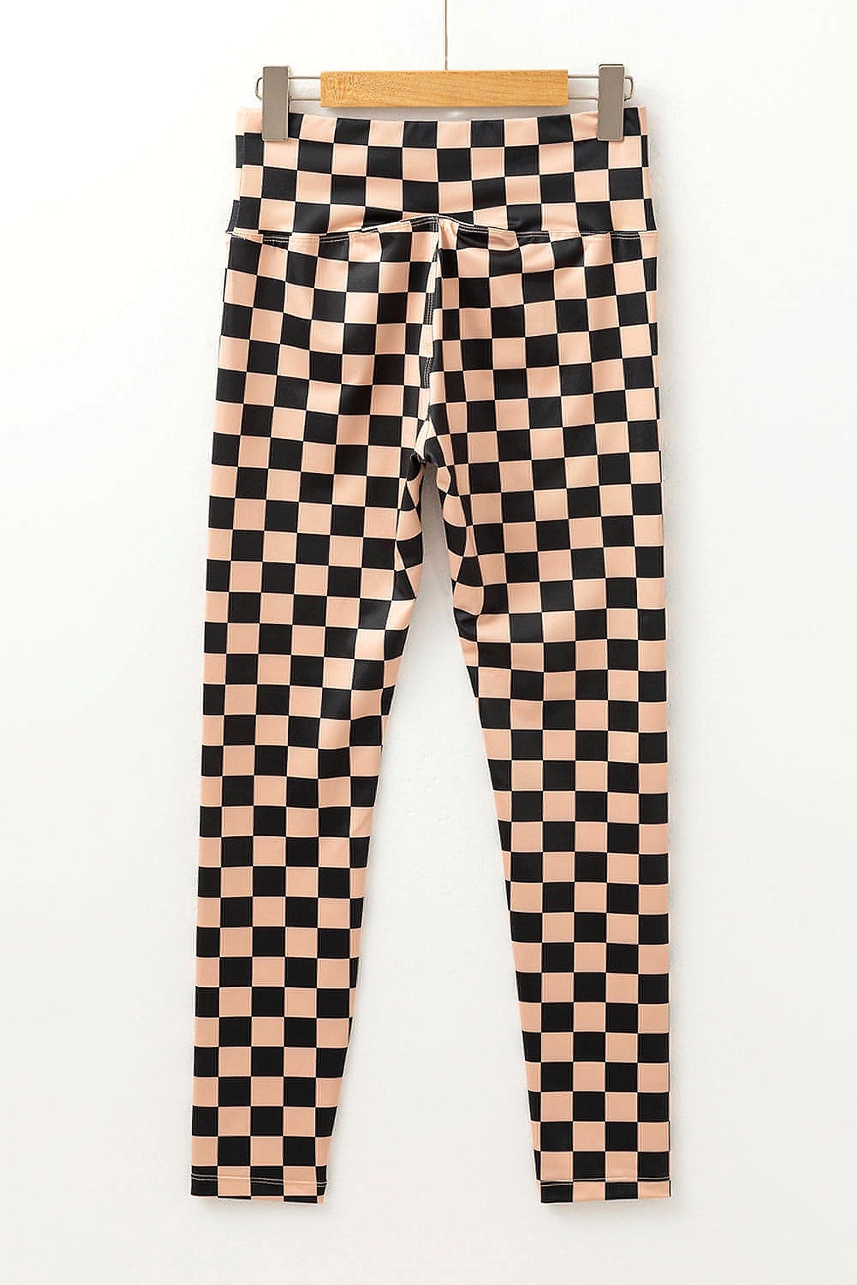 Khaki Checkered Pattern High Waist Skinny Leggings - enhanced image 12