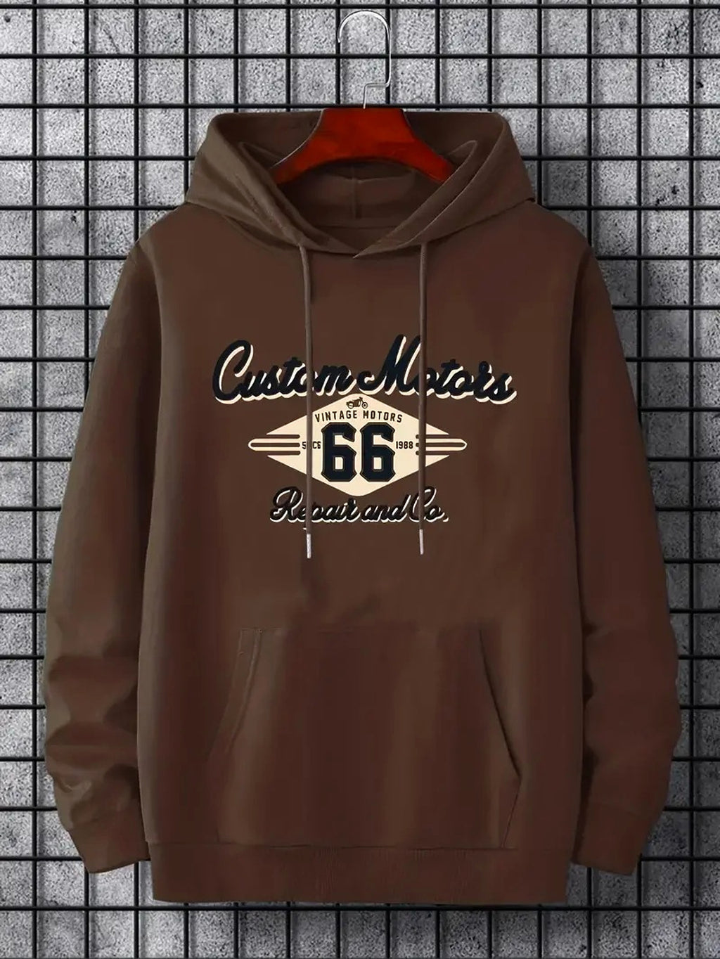 Letter Number 66 Printed Casual Hooded Pullover Sweater Mem - enhanced image 12