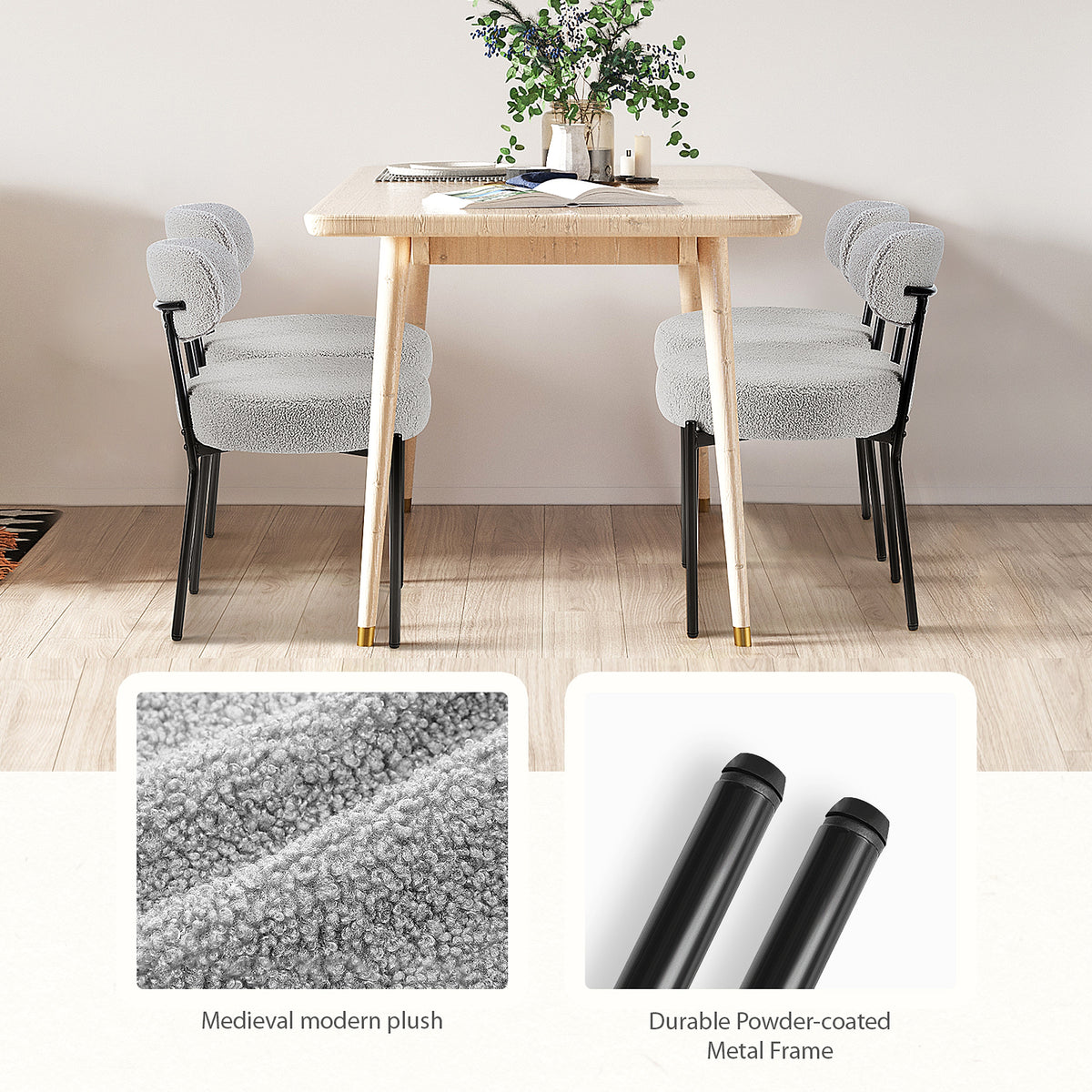 LuneluX_Home – Set of 2 Bouclé Dining Chairs | Nordic Edition - enhanced image 12