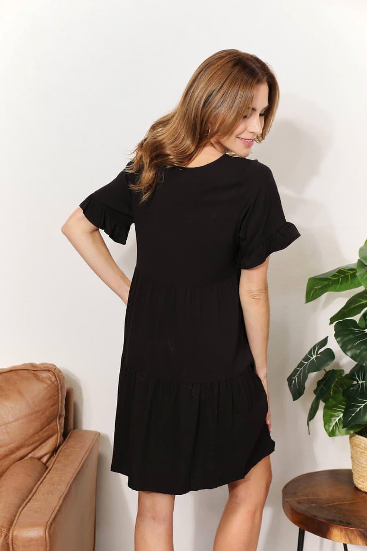 Mandy V-Neck Flounce Sleeve Tiered Dress - enhanced image 12