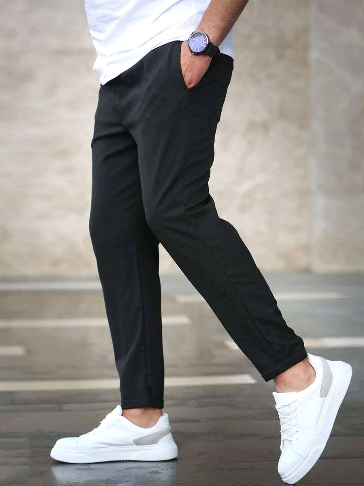 Men’s Slim Fit Casual Pants With Drawstring & Pockets - enhanced image 12