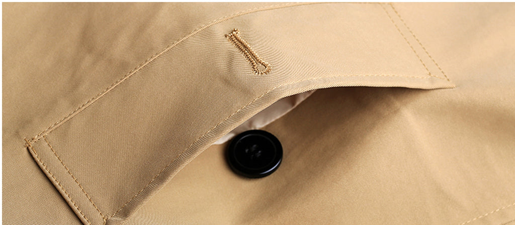Men Trench Coat Navy Blue Single Breasted - enhanced image 12