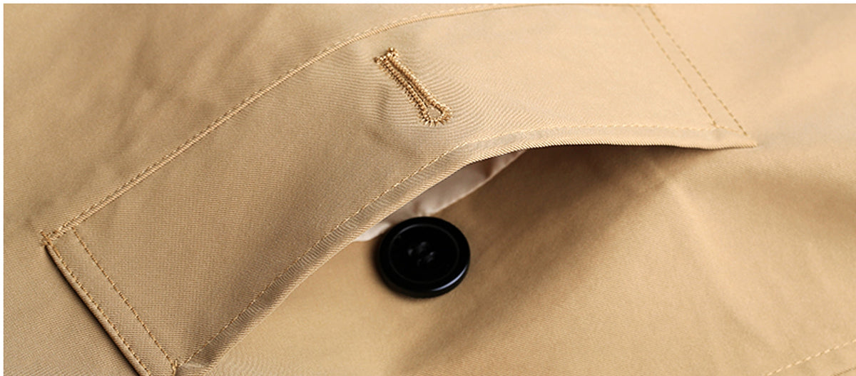Men Trench Coat Navy Blue Single Breasted - enhanced image 12