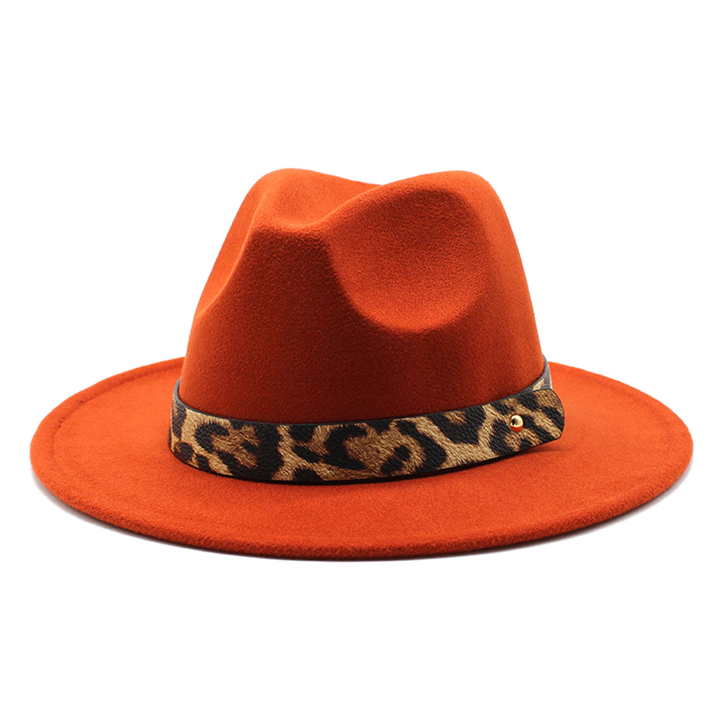 Men's Fashion Leopard Print Woolen Big Brim Top Hat - enhanced image 12