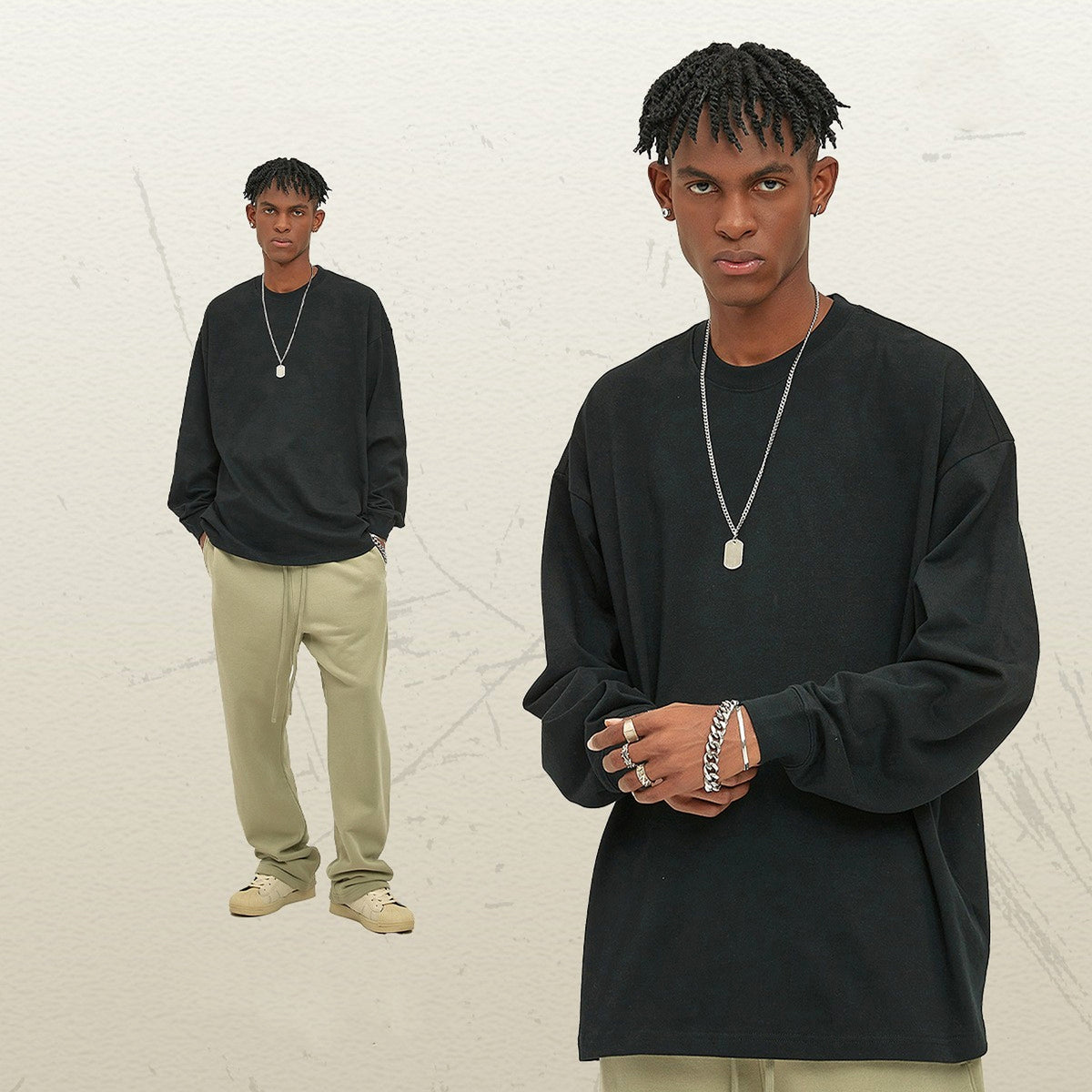 Men's Loose Long-sleeved T-shirt Top