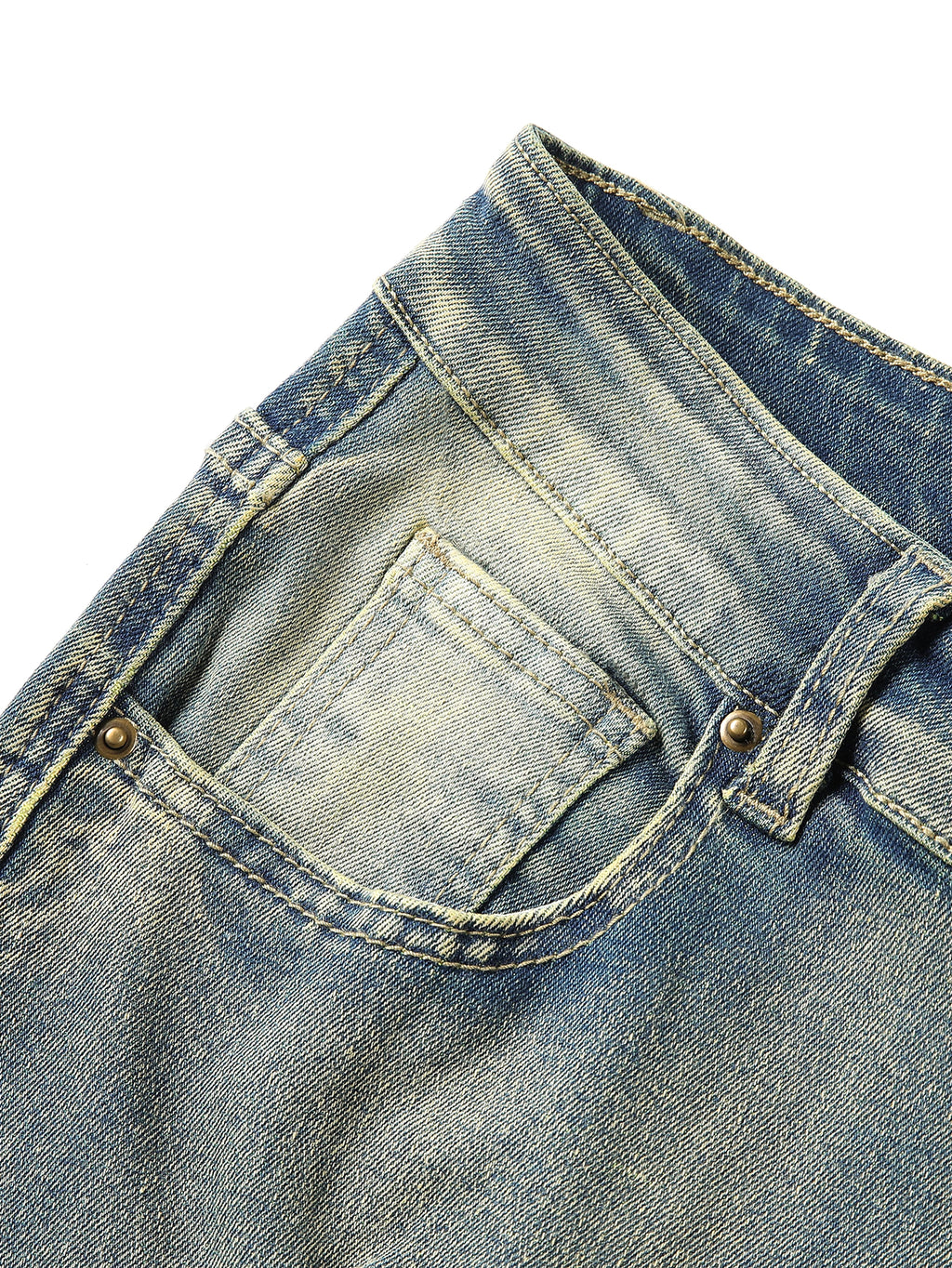 Men's Patchwork Fringe Slightly Flared Stretch Jeans - enhanced image 12