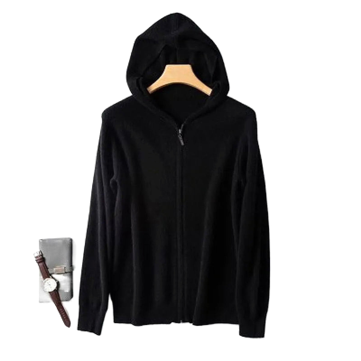 Men's Plus Size Zip-Up Hooded Knit Cardigan - enhanced image 12
