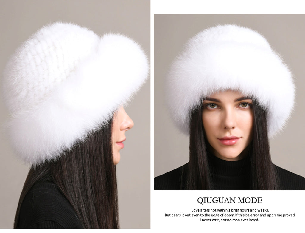 Mink Hair Hat Lady Braided Fur Winter Winter - enhanced image 12